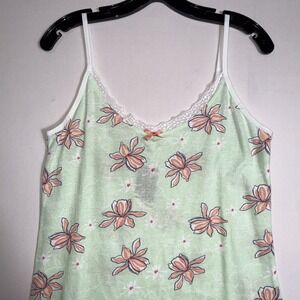 Mayfair Ladies Chemise Large Mint Green Floral Lace Trim Loungewear NWT